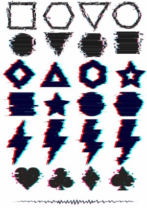 Glitch Effect Geometric and Lightning Shapes Vector Set Free Vector