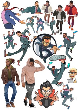 Dynamic Male Characters in Casual and Business Attire Vector Set Free Vector