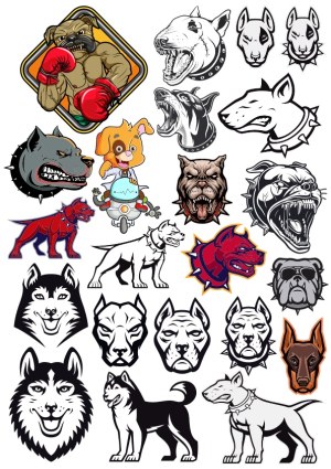 Varied Vector Illustrations of Aggressive and Friendly Dogs and Wolves Free Vector