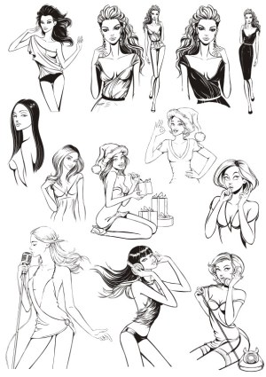 Fashionable Women and Holiday-Themed Female Characters Collection Free Vector