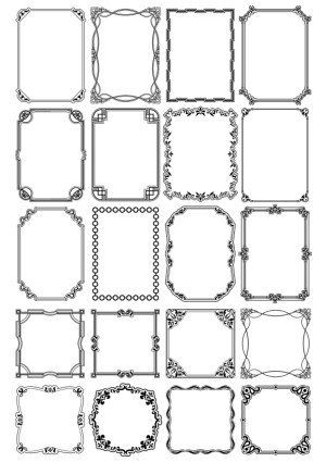 Collection of 20 Decorative Vintage Vector Frames and Borders Free Vector