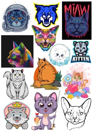 Collection of Various Cat Vector Illustrations and Mascots Free Vector