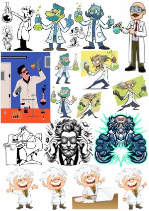 Collection of Scientist and Chemist Cartoon and Vector Illustrations Free Vector