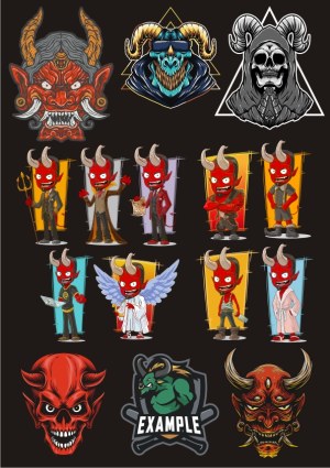 Devil and Demon Themed Vector Illustrations Collection Free Vector