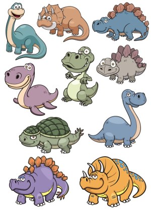 Cute Cartoon Dinosaur Characters Set Free Vector