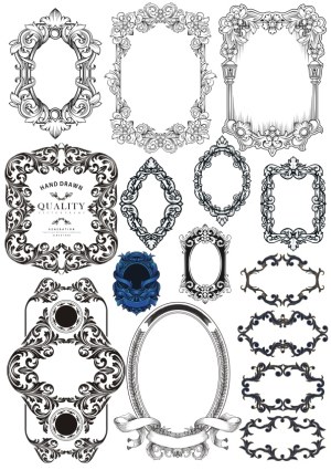 Ornate Vintage Floral Decorative Frames and Borders Collection Free Vector