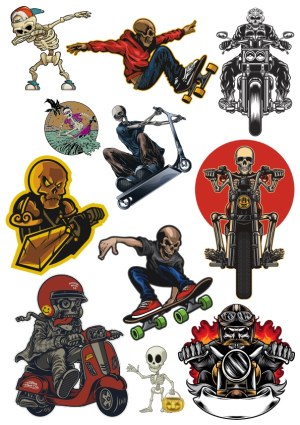 Skull Riders and Skateboarders Vector Collection Free Vector