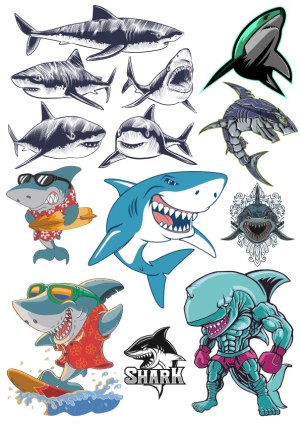 Variety of Shark Vector Illustrations Free Vector