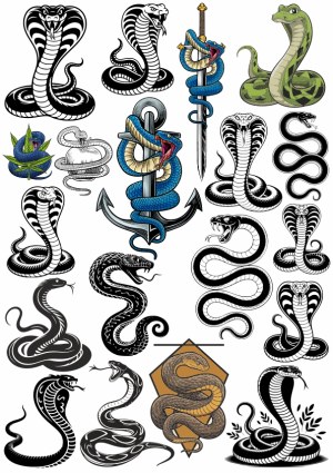 Collection of Snake and Cobra Vector Illustrations with Variations Free Vector