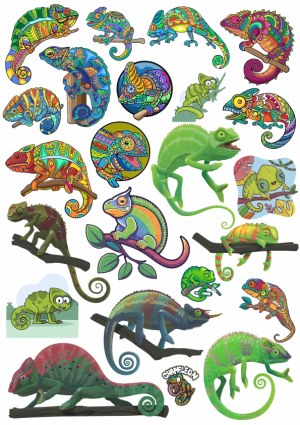 Colorful Chameleon Illustrations and Vector Art Collection Free Vector