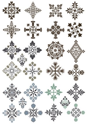Decorative Floral Cross Ornaments Set Free Vector
