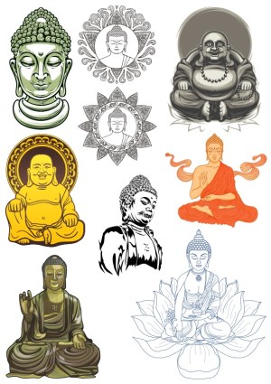Collection of Vector Buddha Illustrations in Various Styles Free Vector