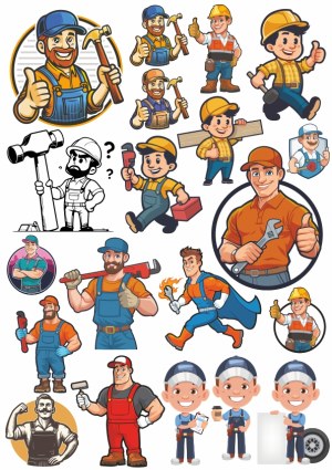 Cartoon Construction and Repair Workers Collection Free Vector