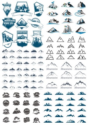 Collection of Mountain Logos and Symbols Vector Set Free Vector