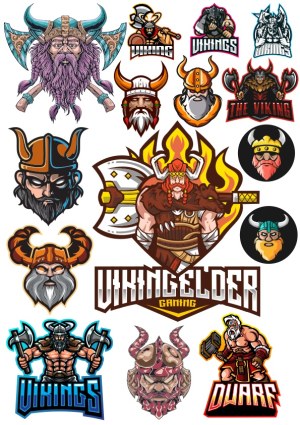 Viking and Dwarf Themed Gaming Vector Logos and Illustrations Free Vector