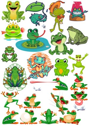 Collection of Fun and Colorful Frog Vector Illustrations Free Vector