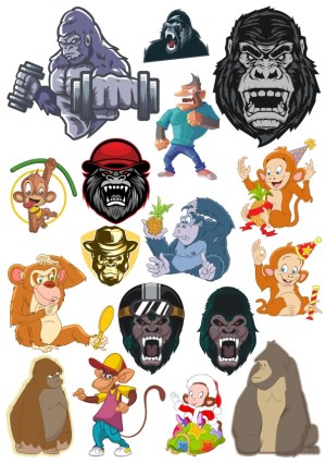 Collection of Gorilla and Monkey Vector Illustrations in Various Styles Free Vector