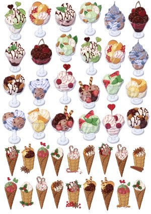 Variety of Ice Cream Sundaes and Cones Vector Set Free Vector