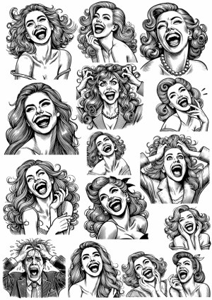 Hand-drawn Vector Set of Expressive Laughing and Surprised Faces Free Vector
