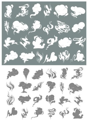Set of Stylized Smoke and Cloud Vector Illustrations Free Vector