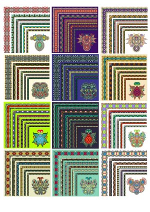 Decorative Ethnic Style Borders with Intricate Motifs Free Vector