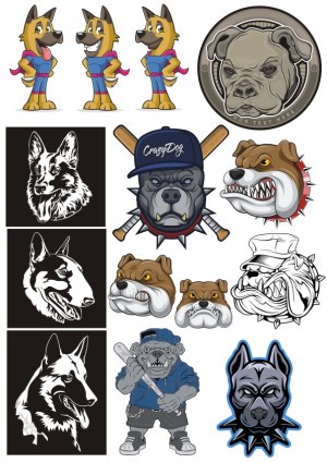 Collection of Dog Mascot and Bulldog Vector Illustrations Free Vector