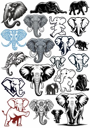 Collection of Elephant Vector Illustrations and Logos Free Vector
