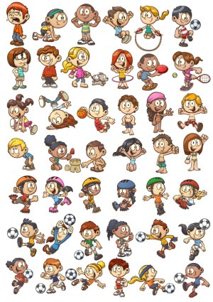 Cartoon Kids Doing Various Sports and Activities Vector Set Free Vector