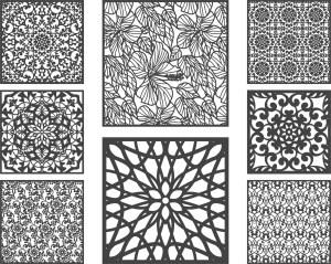 Intricate Black and White Floral and Geometric Vector Patterns Free Vector