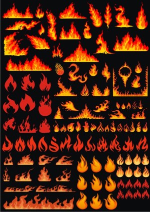 Collection of Various Fire and Flame Vector Designs Free Vector