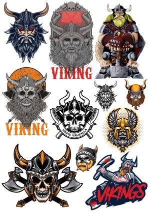 Viking Warriors and Symbols Vector Collection Free Vector