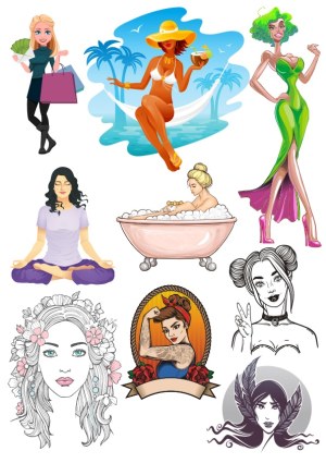 Diverse Women Characters in Various Poses and Styles Vector Set Free Vector