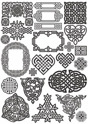 Collection of Celtic Knot Borders and Symbols Free Vector