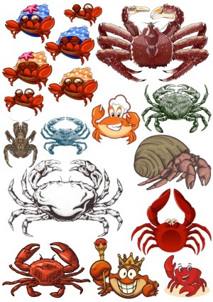 Collection of Cartoon and Realistic Crab Vectors Free Vector