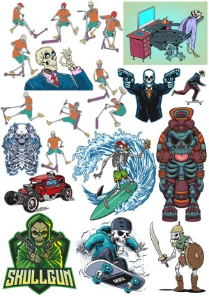 Skeleton Characters and Activities Vector Collection Free Vector