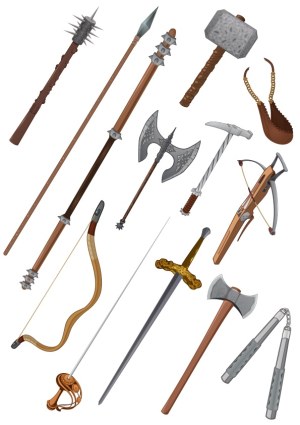 Collection of Medieval and Ancient Hand Weapons Vector Free Vector