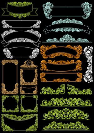 Set of Decorative Vintage Floral Frames and Borders Free Vector