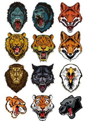 Angry Wild Animal Heads Vector Collection Free Vector