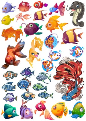 Colorful Cartoon Fish Collection Free Vector