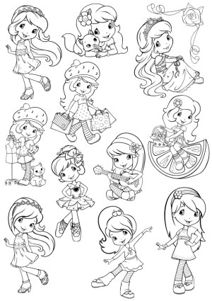 Cute Cartoon Girls in Various Poses and Activities Vector Set Free Vector