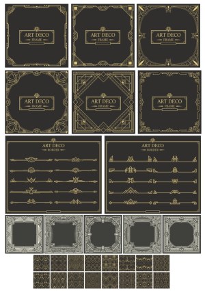 Art Deco Style Frames, Borders, and Patterns Collection Free Vector