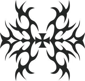 Symmetrical Tribal Cross Tattoo Vector Design Free Vector