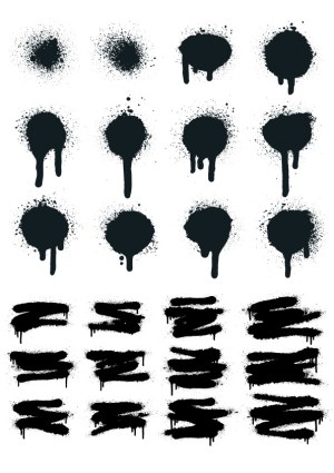 Black Ink Splatter and Grunge Brush Stroke Vector Set Free Vector