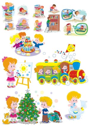 Children Engaged in Various Playful and Educational Activities Vector Set Free Vector
