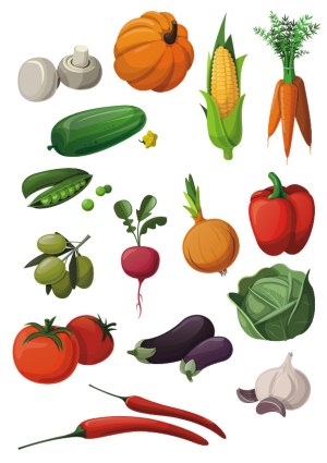 Vector Illustration of Various Fresh Vegetables Free Vector
