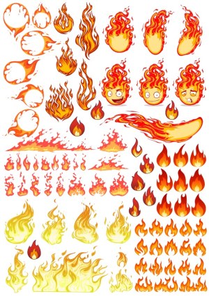 Various Cartoon Fire and Flame Vector Illustrations Free Vector