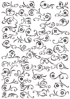 Set of Decorative Floral Swirl Vector Elements Free Vector