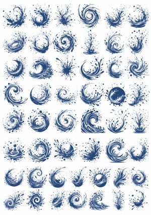Set of Blue Water Splash and Wave Vector Icons Free Vector