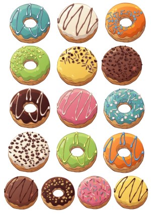 Colorful Assorted Donuts Vector Set Free Vector