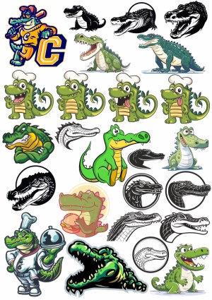 Collection of Alligator and Crocodile Cartoon and Silhouette Illustrations Free Vector